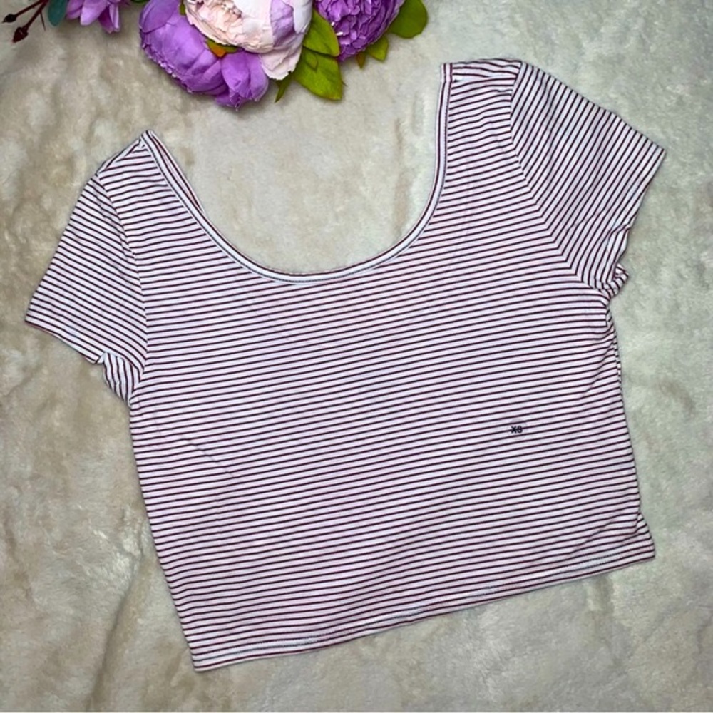 NWT American Eagle Red and White Striped Crop Top